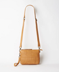 Woven leather pouch bag available shopology, Christchurch CBD.  With it's thin leather weave, this bohemian design is the ideal summer accessory. Wear as a shoulder bag or crossbody by adjusting the strap, or use the wrist strap for use as a clutch or purse.  25CM x 18CM x 8CM Multi-textured (woven leather front and flat leather back) Zipper closure One internal zip pocket 